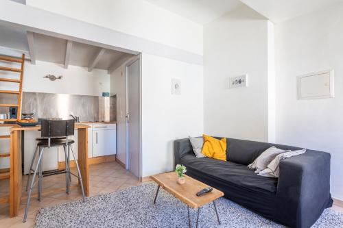 un salon avec un canapé et une table dans l'établissement Studio cosy place de la mairie, à Aix-en-Provence
