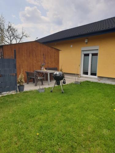 - un barbecue dans la cour d'une maison dans l'établissement ApartLili 2, à Polanica-Zdrój