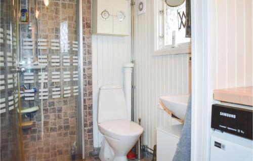 ein Bad mit einem WC und einer Glasdusche in der Unterkunft Amazing Apartment In sa With Kitchen in Åsa