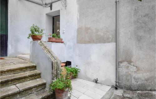 a stairway with potted plants on the side of a building at Amazing Home In Giungano With Wifi in Giungano