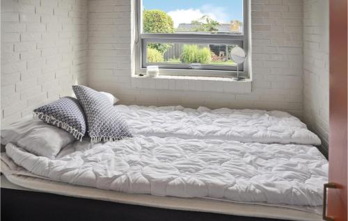 ニュボーにあるAmazing Home In Nyborg With 3 Bedrooms And Wifiの窓付きの客室で、白い大型ベッド1台が備わります。