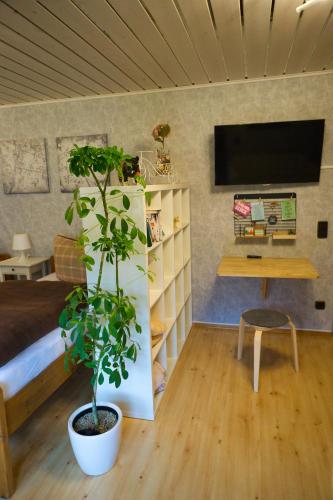 TV a/nebo společenská místnost v ubytování Gemütliche Wohnung mit Neckarblick