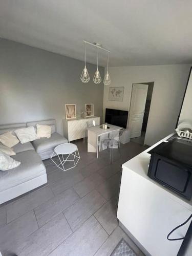 弗朗斯地区特朗布莱Appart T2 proche Aéroport Roissy的客厅配有沙发和桌子