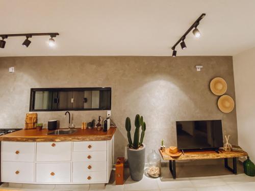 Televisyen dan/atau pusat hiburan di Casa Container com SPA e linda vista para a Serra da Mantiqueira