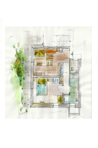 a sketch of a living room with furniture at Laudinella - Apart in See