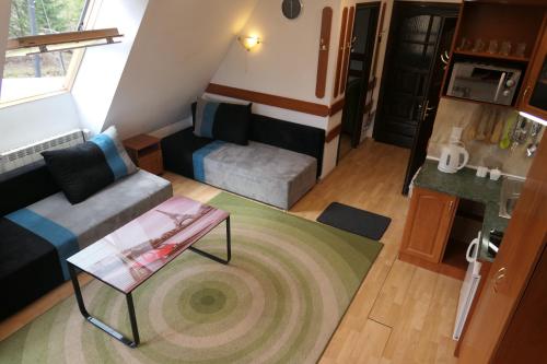 a living room with a couch and a table at Kamping u Łukasza in Zakopane
