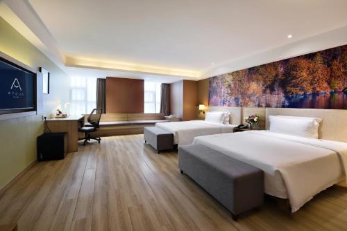 Postel nebo postele na pokoji v ubytování Atour Hotel Chengdu Consulate South Renmin Road