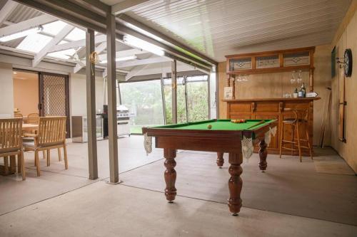 a living room with a pool table in it at Clifton Springs Home - Pet Friendly in Clifton Springs
