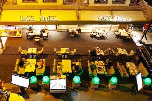 an overhead view of a restaurant with tables and chairs at Kate Hotel Special Class & SPA in Istanbul