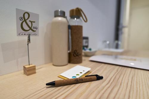 a couple of chopsticks sitting on top of a counter at B&Bike Como Lake in Castelmarte