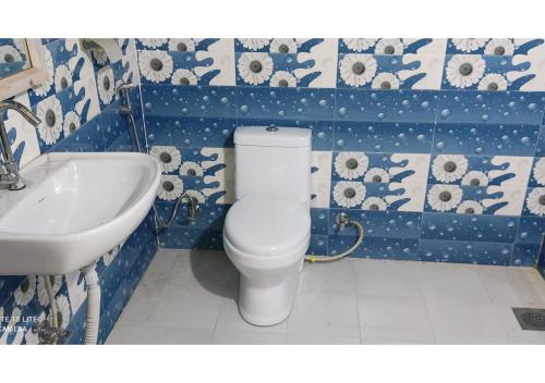 uma casa de banho com um WC e um lavatório em Tiger Land Homestay em Bhurkīā