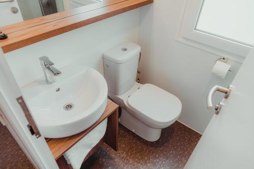 a bathroom with a toilet and a sink at Poseidon Mobile Home Resort in Makarska