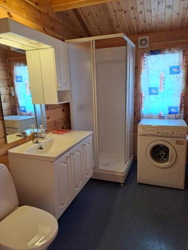 łazienka z umywalką i pralką w obiekcie Stardalen Hyttegrend w mieście Klakegg