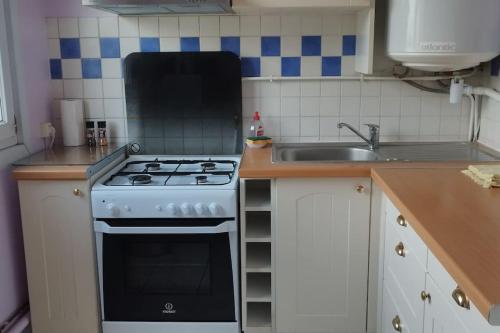 a kitchen with a stove and a sink at Poissy Appartement 2 chambres in Poissy