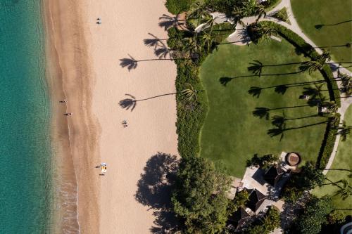 an overhead view of the beach and the ocean at Sheraton Maui Resort & Spa in Lahaina