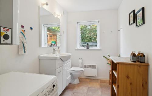 biała łazienka z umywalką i toaletą w obiekcie Amazing Home In Korsr With Kitchen w mieście Korsør
