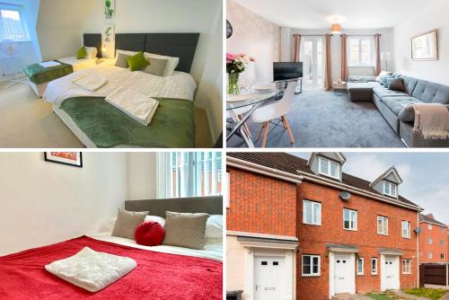 a collage of pictures of a bedroom and a living room at The Woodcutter - Competitive rates Walsall in Walsall