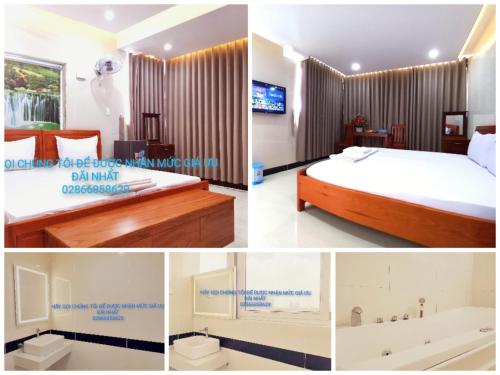 a collage of photos of a hotel room at KHÁCH SẠN CÚC PHƯƠNG in Dĩ An