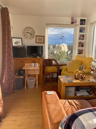 Televisyen dan/atau pusat hiburan di Jacquie's B&B -Dumfries-Room with a view