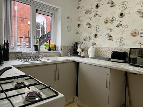 Kuchyň nebo kuchyňský kout v ubytování Cosy Warm Apartment in the heart of Moseley