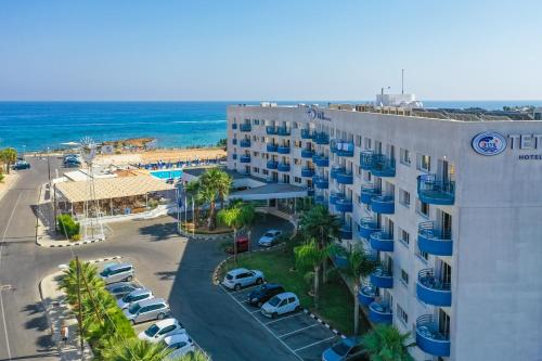 an aerial view of a hotel and a parking lot at TETYK Hotel in Protaras