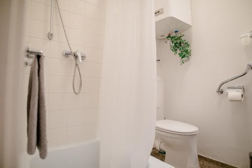 een badkamer met een toilet en een douche bij zimmer-graz in Graz