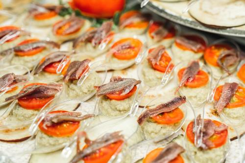 a tray of food with crabs on top of it at Hotel Villa del Mar in Benidorm