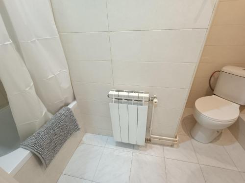 Baño pequeño con aseo y radiador en Sant Jordi Pisos - Consell de Cent en Barcelona