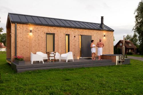 Eco houses with a hot tub and sauna