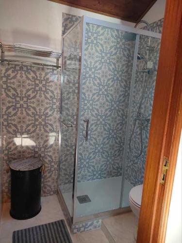a bathroom with a shower and a toilet at Casa do Duque in Arneiro