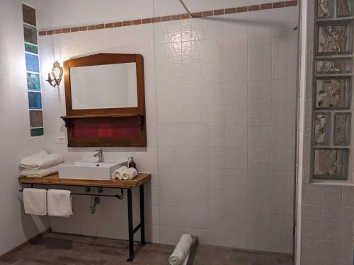 y baño con lavabo y espejo. en Castel San Mauro en Gorizia