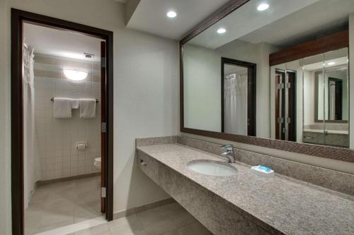 y baño con lavabo y espejo. en Drury Inn & Suites Bowling Green, en Bowling Green