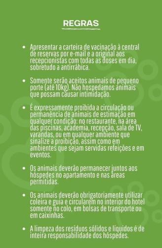 a green poster with a list of parasites at MANAÍRA APART HOTEL in João Pessoa