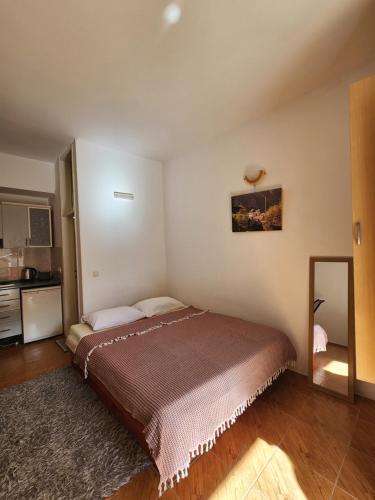 En eller flere senge i et værelse på Apartments Zenit