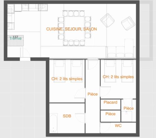 a floor plan of a house at Chalet 4C in Les Houches