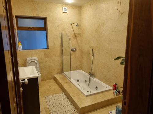 een badkamer met een bad, een wastafel en een toilet bij Rossmore House in Monaghan