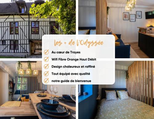 un collage de photos d'une maison dans l'établissement L'Odyssée - parking privé - centre ville, à Troyes