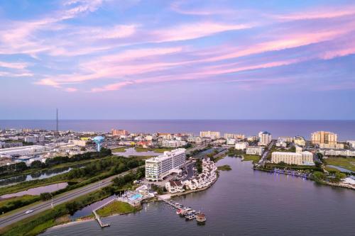 an aerial view of a harbor with boats in the water at Residence Inn by Marriott Ocean City in Ocean City