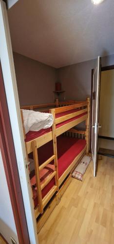 une chambre avec deux lits superposés dans une pièce dans l'établissement Appartement 4/6 le lioran, à Laveissière