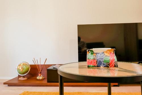 a table with a pillow sitting on top of it at Seirai Asakusa Vacation Rental - 3 minutes from station in Tokyo