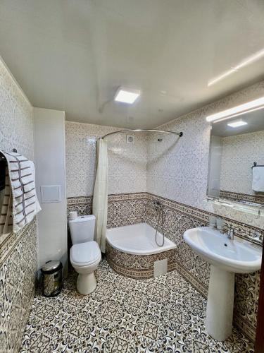 Arabon Hotel في بوكسورو: حمام مع مرحاض ومغسلة وحوض استحمام