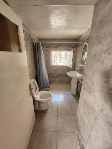 a bathroom with a toilet and a sink at Villa Hammamet in Hammamet