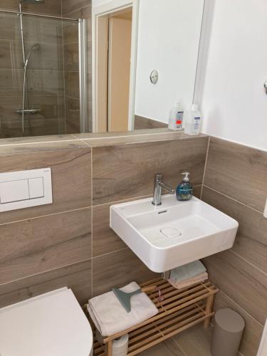 Bilik mandi di Gäste- und Ferienwohnung Aachen-Kohlscheid