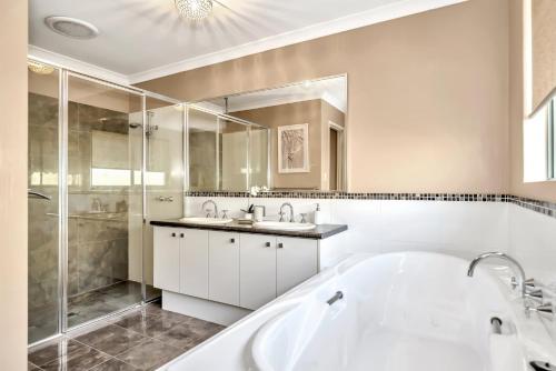 A bathroom at Spacious Holiday Home with Pool