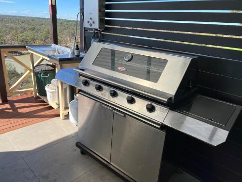a stove on a deck with a grill on it at Riverview BnB in Waikerie