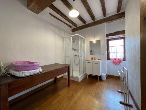 a bathroom with a sink and a shower in a room at Zamatelua 2 in Sare