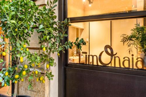 an entrance to a store with a sign in the window at Limonaia in Barcelona