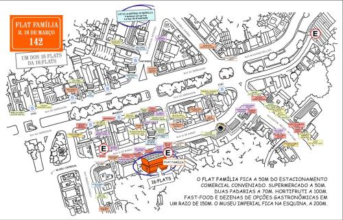 a drawing of a map of a city at FLAT FAMÍLIA in Petrópolis