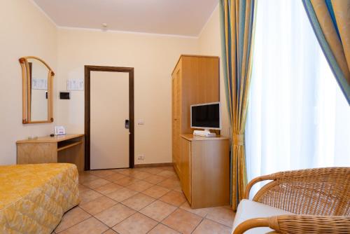 a hotel room with a bed and a television at Hotel Il Ceppo in Agropoli