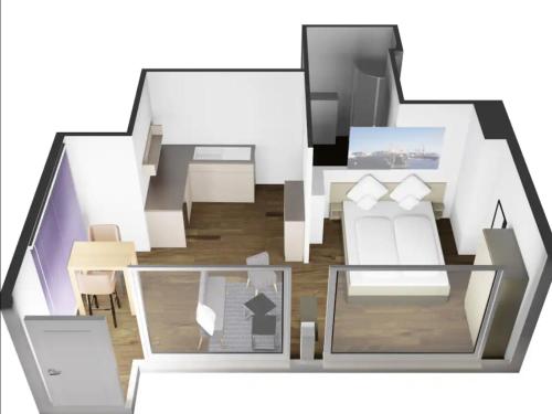 a floor plan of a small apartment with a room at Apartment Haus-Lisa Studio 1 in Emden